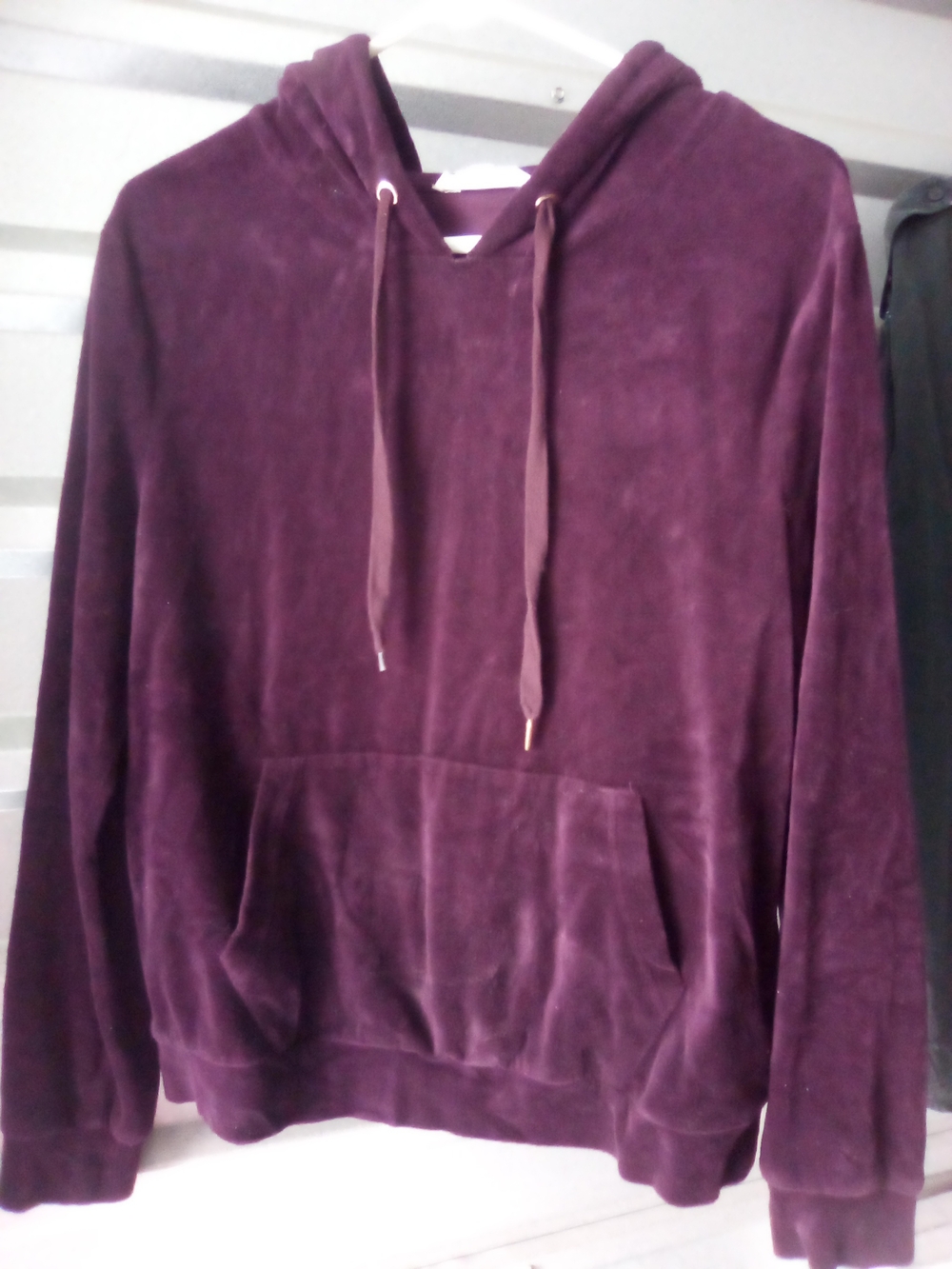 Plush Hooded Pullover Sweatshirt in Plum